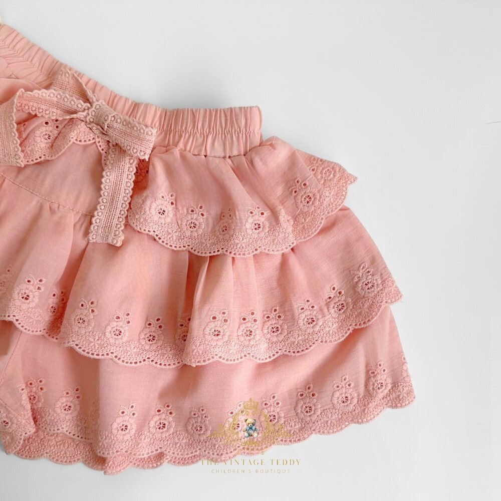 NWT Pretty Girls Eyelet Lace Embroidered Skort Skirt & Shorts Bohemian Blush 4T - Picture 2 of 3